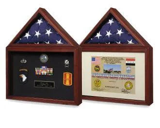 Flag plus certificate display case,Cherry case with 3'X5' flag, , The Military Gift Store, Flag and Document Display Case