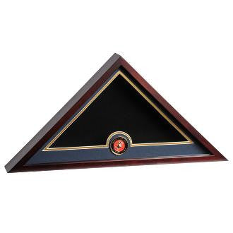 Marine Corps Flag Medallion Display Case, , The Military Gift Store, Triangle flag display