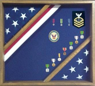 Flag Display Box, Wood Flag Red White and Blue Box - Cherry, , The Military Gift Store, Flag and Medal Display Cases