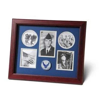 5 Picture Collage Aim High Air Force Medallion Frame., , The Military Gift Store, Military Frames, Military Photo Frames, Military Gifts