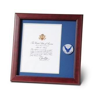 Air Force Medallion,Memorial Mahogany Wood Certificate Frame., Air Force Medallion,Memorial Certificate Frame., The Military Gift Store, Military Frames, Military Photo Frames, Military Gifts