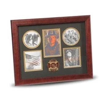5 Picture Collage Frame Firefighter Medallion., , The Military Gift Store, Military Frames, Military Photo Frames, Military Gifts