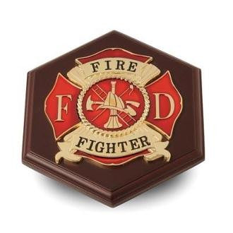Firefighter Medallion Paperweight, Six-sided Hexagon, , The Military Gift Store, Desktop accessory