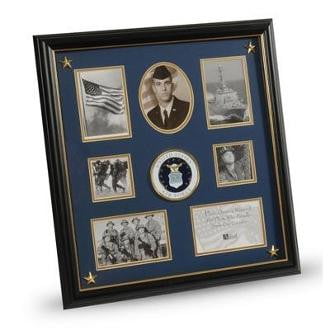 U.S. Air Force Medallion 7 Picture Collage Frame with Stars Two 2.5-Inch Square Opening