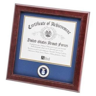 U.S. Air Force Medallion Certificate Frame Double Layer Blue Matting with Gold Trim