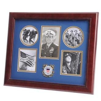 U.S. Coast Guard Medallion 5 Picture Collage Frame Two 3-Inch Diameter Circular Openings, U.S. Coast Guard Medallion 5 Picture Collage Frame Two 3-Inch, The Military Gift Store, Military Frames, Military Photo Frames, Military Gifts