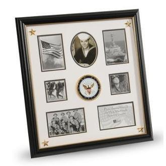 U.S. Navy Medallion 7 Picture Collage Frame with Stars., , The Military Gift Store, Military Frames, Military Photo Frames, Military Gifts