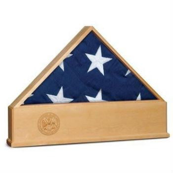 Oak US Flag Display Case with Engraved US Army Emblem