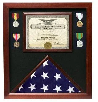 Flag medal display case, great flag case for retirement ceremony, Cherry, Flag medal display case, great flag case for retirement ceremony, The Military Gift Store, Flag and Document Display Case