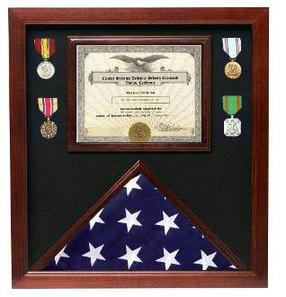 Flag medal display case, great flag case for retirement certificate our finest quality case, Flag medal display case, great flag case for retirement certificate, The Military Gift Store, Flag and Document Display Case