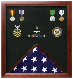 Military Flag and Medal Display Case Shadow Box