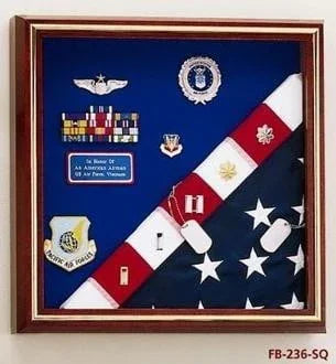 Military Award Medal Flag Display Combination., , The Military Gift Store, Flag and Medal Display Cases