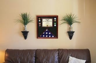 Flag Document Display Case, Wood, Made By Veterans display a document holder, Flag Document Display Case, Wood, Made By Veterans display, The Military Gift Store, Military medal and Certificate frame