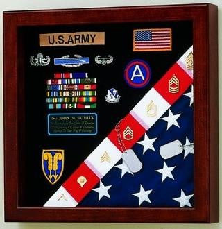 Flag Medals Display Case American Made Houses a Memorial - 5'x9 1/2' flag, Flag Medals Display Case American Made Houses a Memorial, The Military Gift Store, Burial Flag Cases