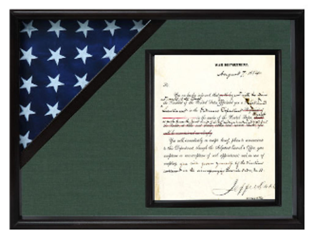 Shadow box to hold a flag with 8.5 x 11 certificate, , The Military Gift Store, Shadow box to hold a flag