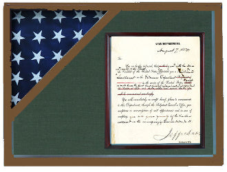 Cherry Shadow box to hold a 3’X5’ flag with 8.5'x11' certificate. - The Military Gift Store