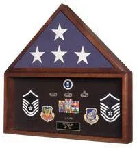 Large Military Flag and Medals Display Case in Cherry., , The Military Gift Store, Flag and Medal Display Cases