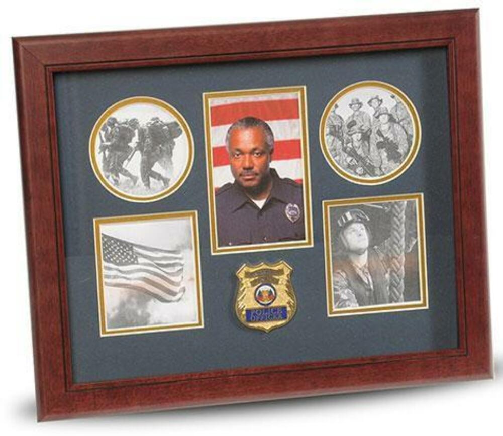 Flag Connections Police Department Medallion 5-Picture Collage Frame, , The Military Gift Store, Awards Display Cases, Awards Display Frames (62)
