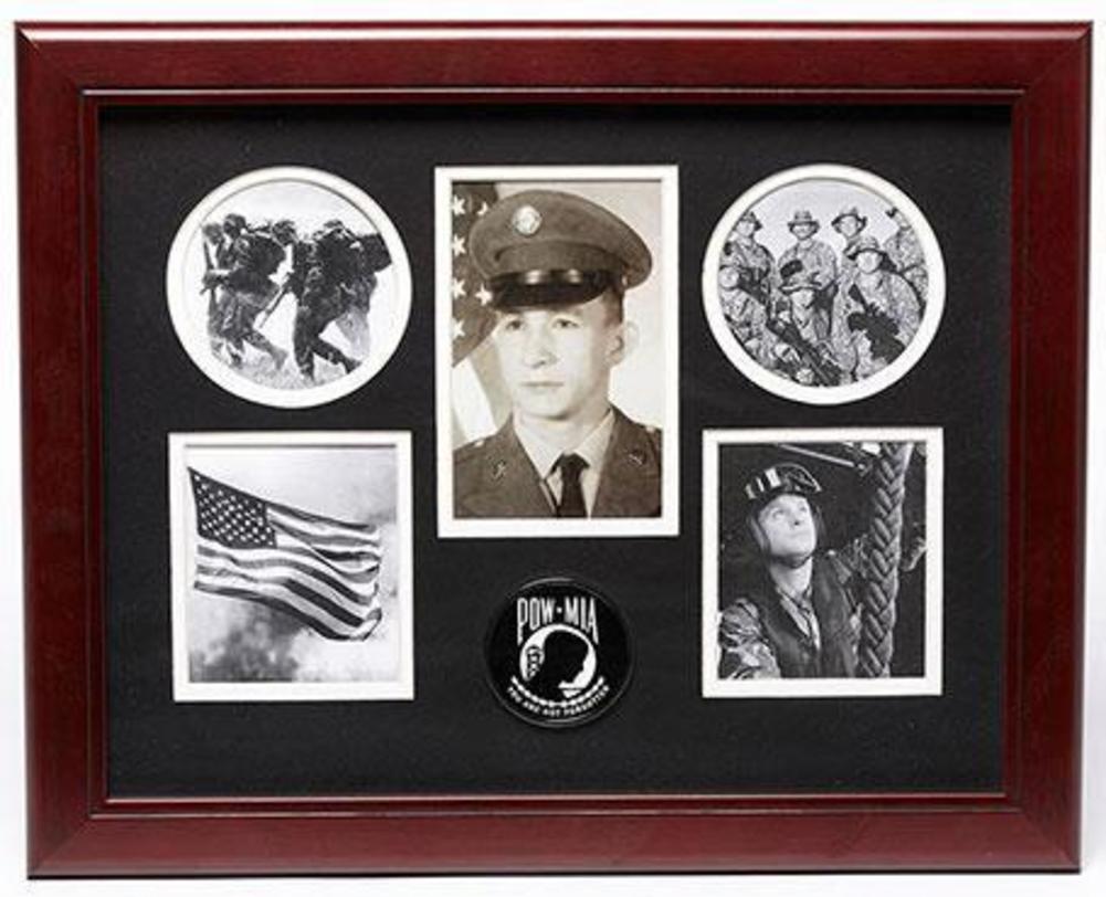 Flag Connections POW/MIA Medallion 5 Picture Collage Frame., Flag Connections POW/MIA Medallion 5 Picture Collage Frame, The Military Gift Store, Awards Display Cases, Awards Display Frames (62)