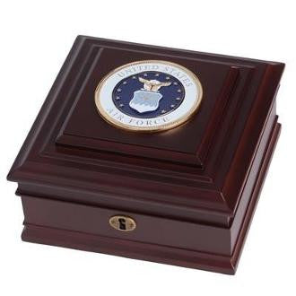 Air Force Medallion Desktop Box Made From Mahogany Colored Wood, Air Force Medallion Desktop Box, The Military Gift Store, American Flags- High Quality American Discounted Flags (2)