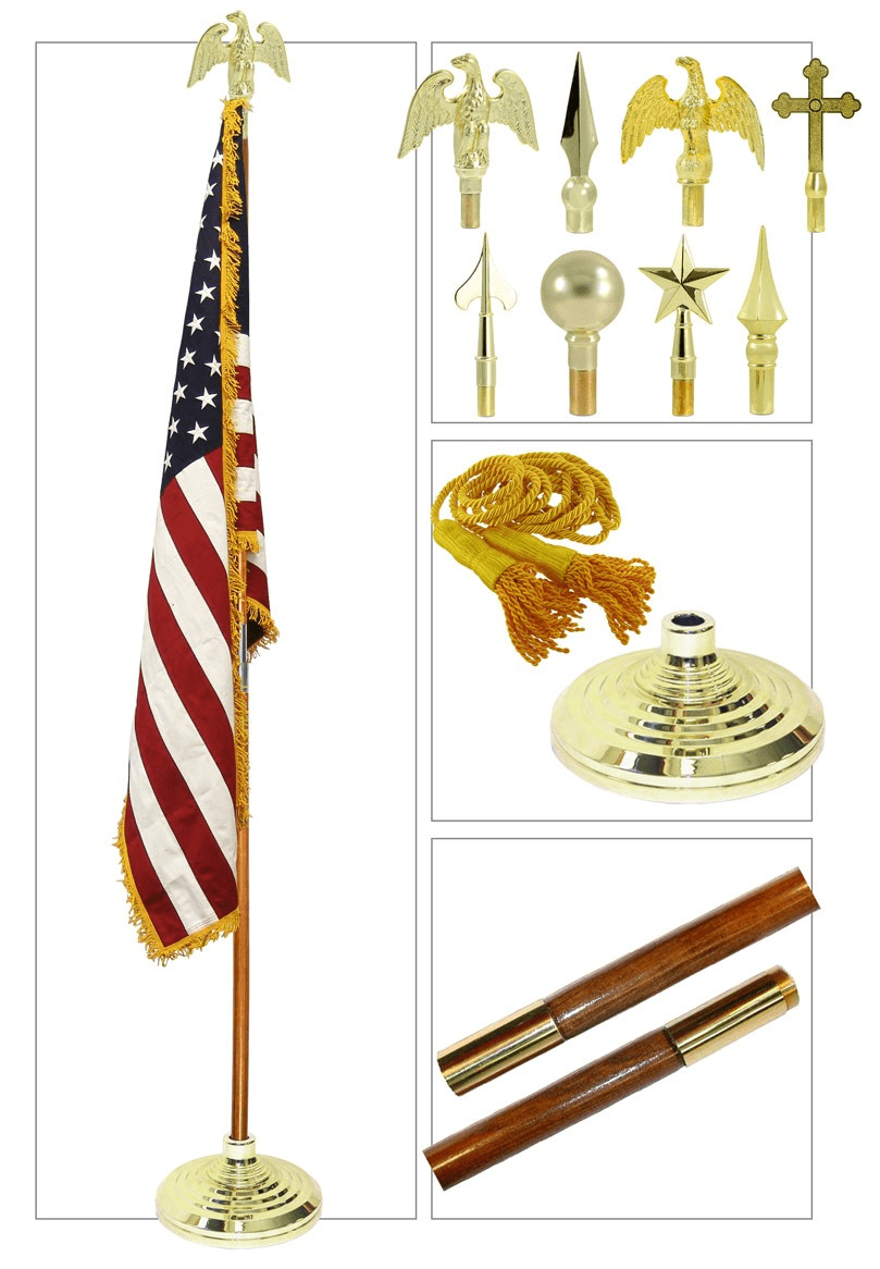 Super Tough Indoor 9ft. Oak Flag Pole Kit, , The Military Gift Store, Flagpole Kits, Flagpoles, Flag Pole Parts (4)