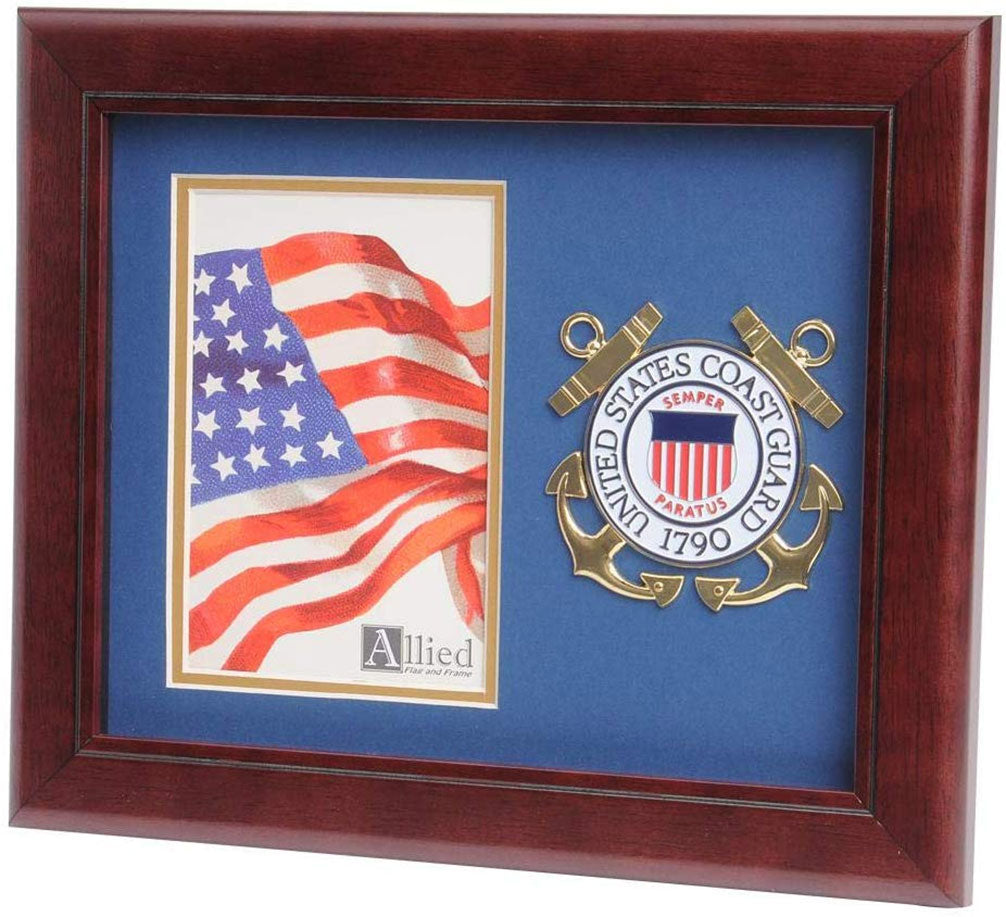 US Coast Guard Medallion Portrait Picture Frame - 4 x 6 Picture Opening., US Coast Guard Medallion Portrait Picture Frame, The Military Gift Store, Awards Case