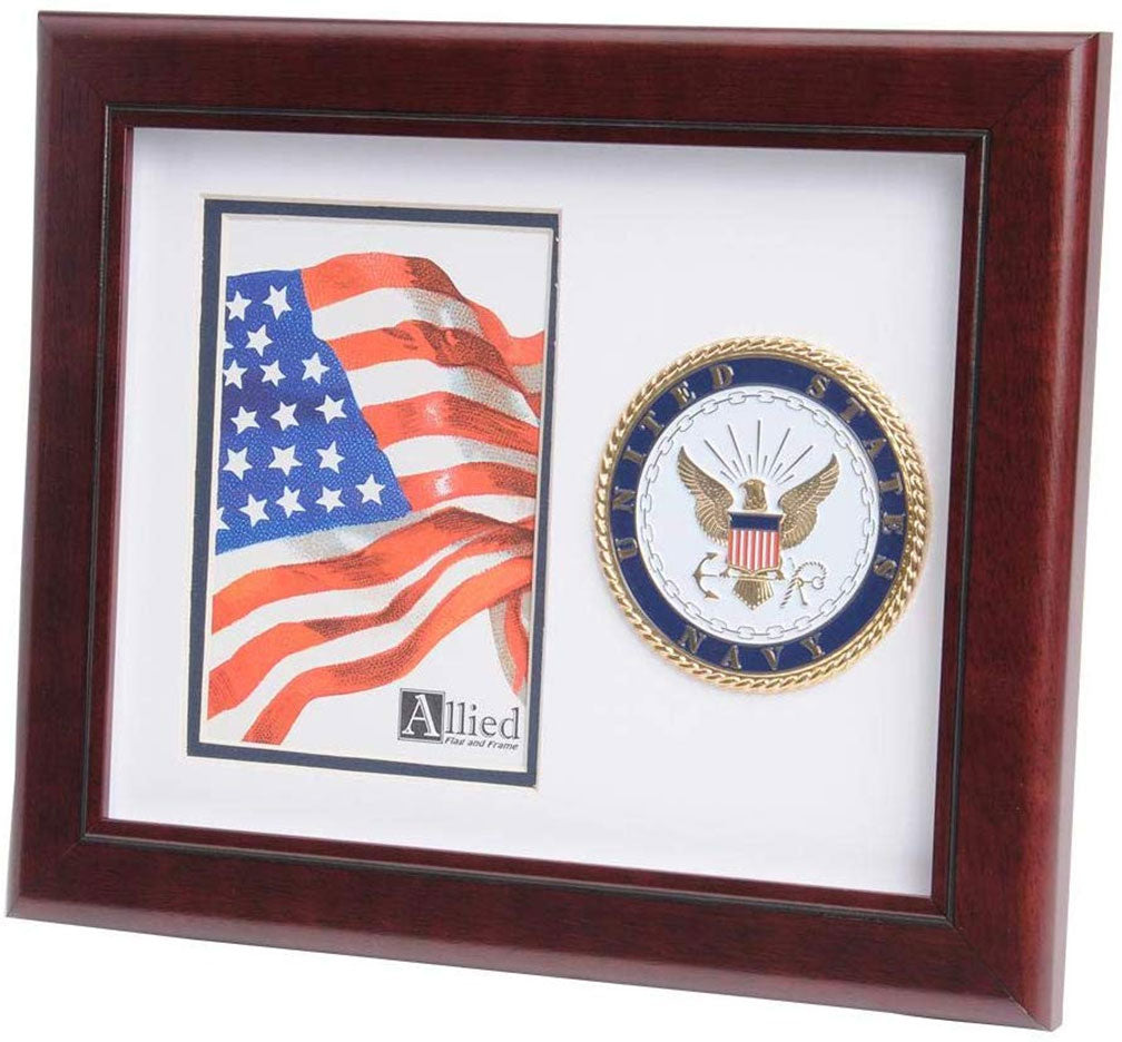 US Navy Medallion Portrait Picture Frame - 4 x 6 Picture Opening, , The Military Gift Store, Awards Case