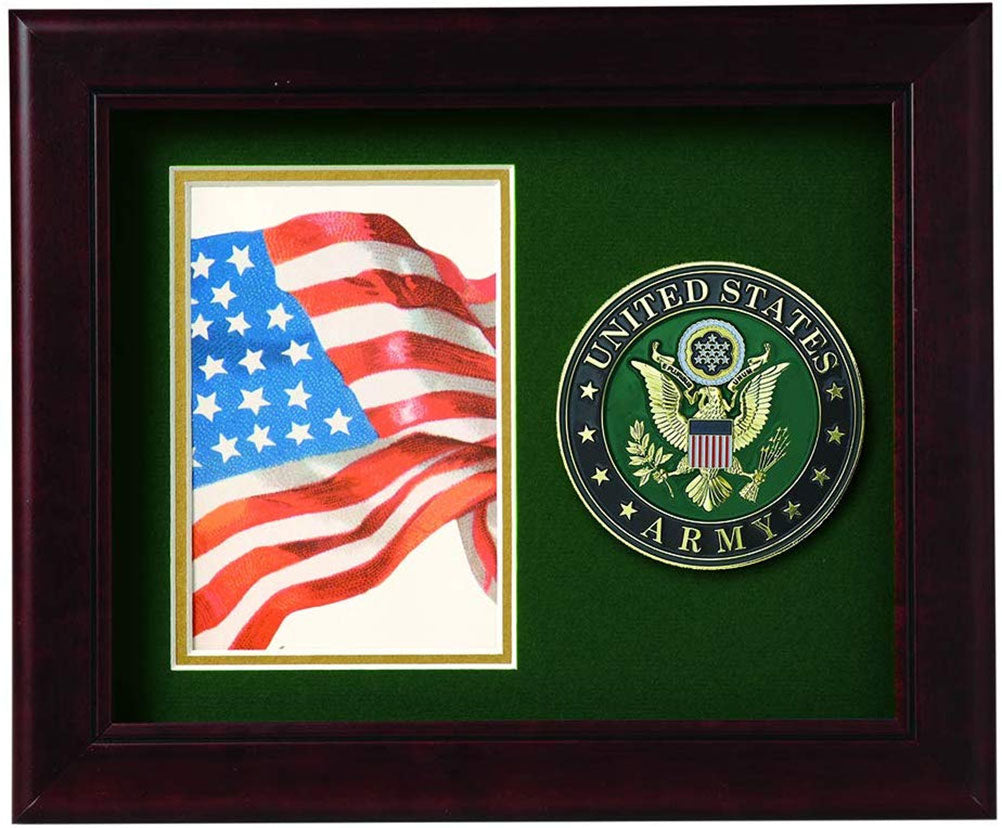 US Army Medallion Portrait Picture Frame - 4 x 6 Picture Opening., US Army Medallion Portrait Picture Frame - 4 x 6 Picture Opening, The Military Gift Store, Awards Case