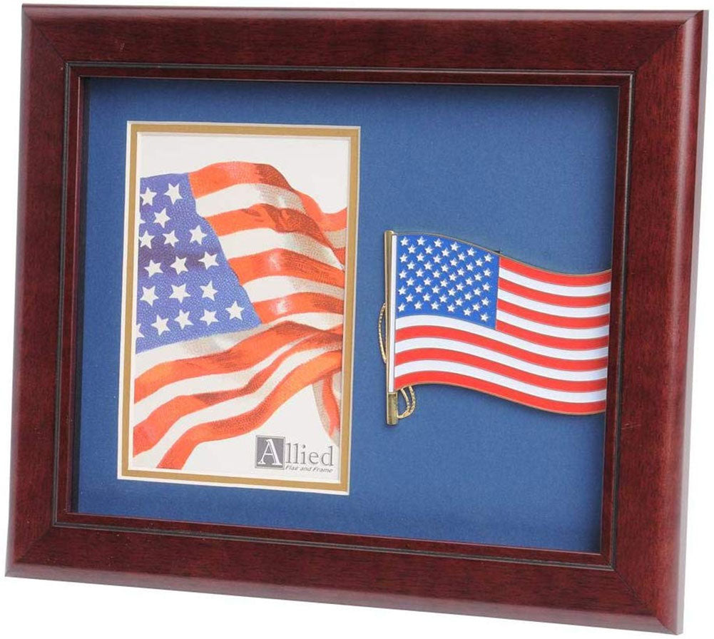 US American Flag Medallion Portrait Picture Frame - 4 x 6 Picture Opening., US American Flag Medallion Portrait Picture Frame, The Military Gift Store, Awards Case