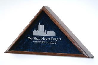 World Trade Center Flag Case, 911 Memorial Flag Display case, Double Strength Glass, World Trade Center Flag Case, 911 Memorial Flag Display case, The Military Gift Store, American Laser Engraved Flag Case