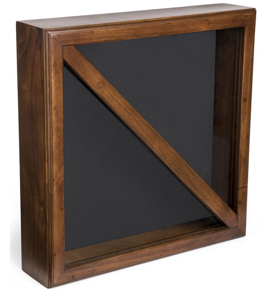 Wood Flag Case for (2) 5’ x 9.5’ Flags, Rear Loading, Glass Front - Cherry, Wood Flag Case for (2) 5’ x 9.5’ Flags, Rear Loading, Glass Front, The Military Gift Store, 2 Flags display case