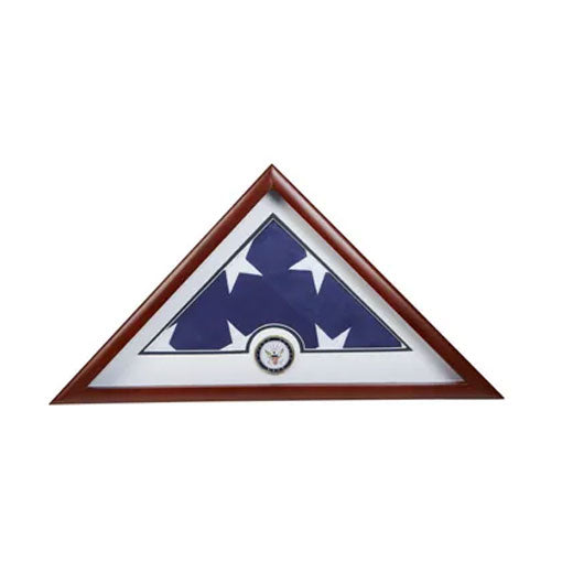 US Flag Display Case with Navy Medallion 5' x 9'6" Case, , The Military Gift Store, Triangle flag display