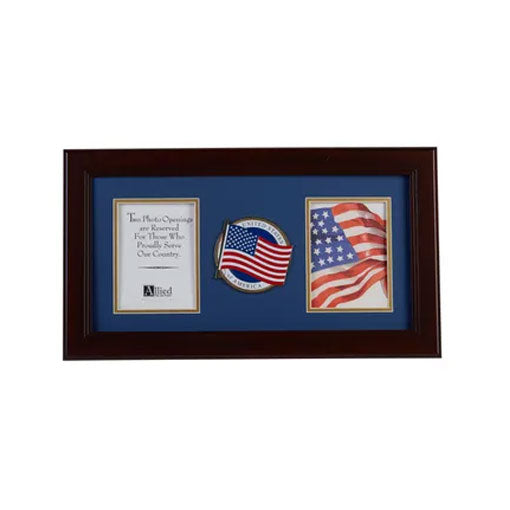 American Flag Medallion 4-Inch by 6-Inch Double Picture Frame, , The Military Gift Store, Picture Frame