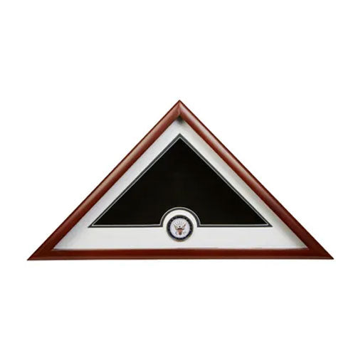 US Flag Display Case with Navy Medallion, White Felt Color Case, , The Military Gift Store, Triangle flag display