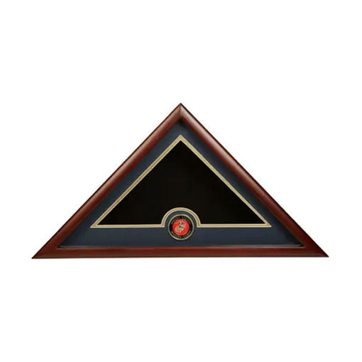US Flag Display Case with Marine Corps Medallion., , The Military Gift Store, Triangle flag display