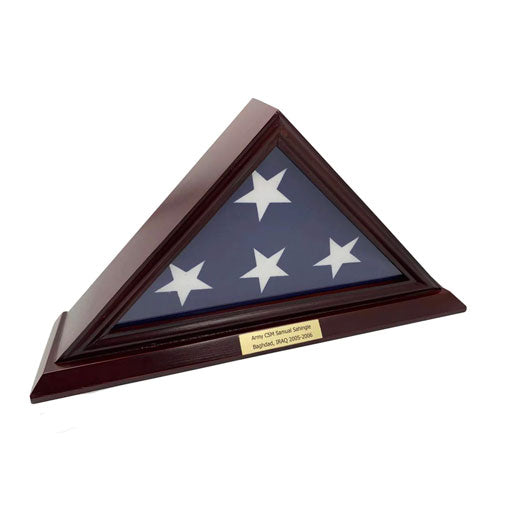 Flags Connections - 3'x5' Flag Display Case, Cherry Finish Shadow Box (Not for Burial Funeral Flag) with A Customized Name Plate., 3'x5' Flag Display Case, Cherry Finish Shadow Box, The Military Gift Store, Flag Display cases