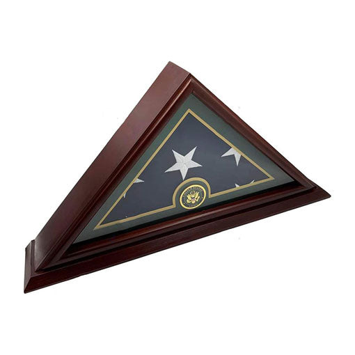 Flags Connections - 5'x9' Flag Display Case for American Veteran Burial Flag - Solid Wood, Cherry Finish - Army., 5'x9' Flag Display Case for American Veteran Burial Flag - Solid Wood., The Military Gift Store, Triangle flag display