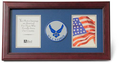Flag Connections US Air Force Wings Medallion Double Picture Frame - Two 4 x 6 Photo Openings, US Air Force Wings Medallion Double Picture Frame - Two 4 x 6 Photo, The Military Gift Store, Picture Frame