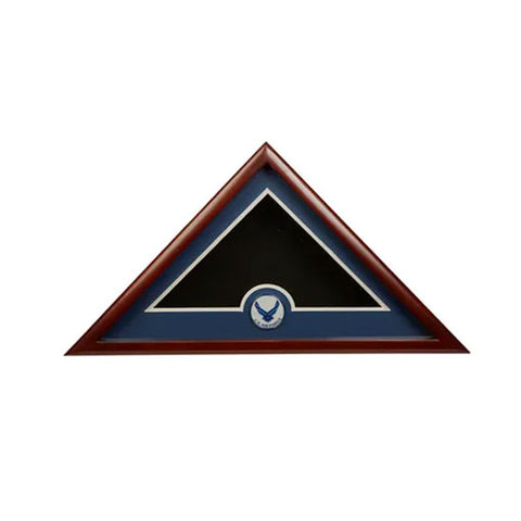 US Flag Display Case with Aim High Air Force Medallion - mahogany - The Military Gift Store