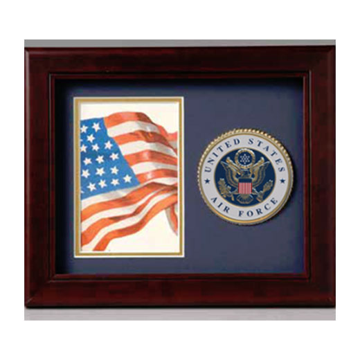 Photo and medallion frame Air Force, Air Force Medallion Frame., , The Military Gift Store, Photo Flag and Medal Display Case