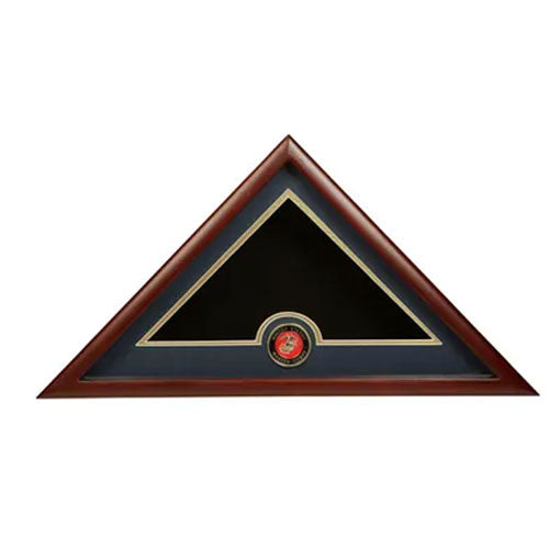 Medallion Flag Display Case, Memorial Flag Display case with Marine Corps - Maron.