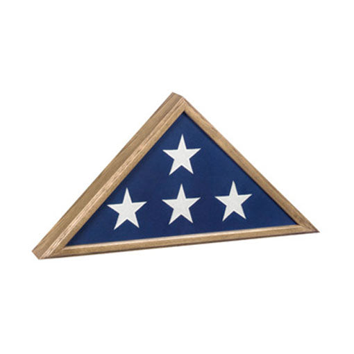 Veteran Flag Case - Vintage Oak - Fit for 5' x 9.5' Flag., , The Military Gift Store, Triangle flag display