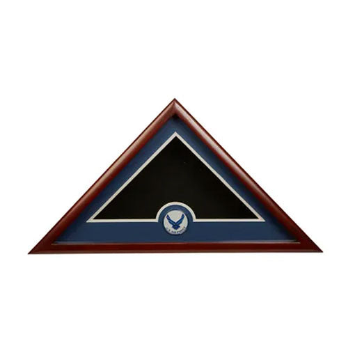 US Flag Display Case with Aim High Air Force Medallion., , The Military Gift Store, Triangle flag display