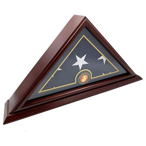 Flags Connections - 5x9 Burial/Funeral/Veteran Flag Elegant Display Case with Base, Solid Wood.