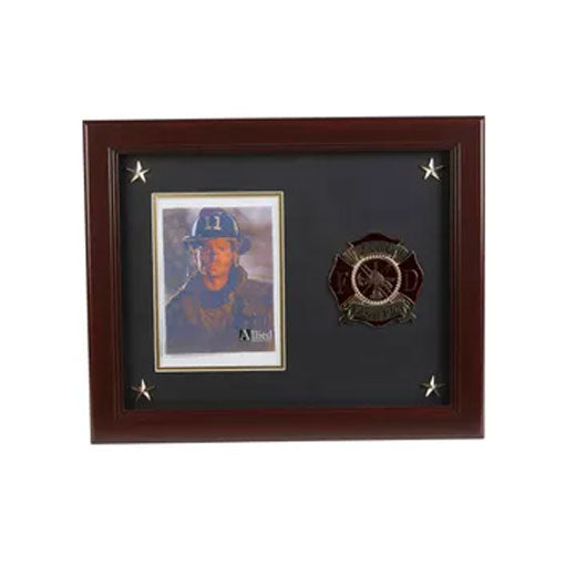 Firefighter Medallion 5-Inch by 7-Inch Picture Frame with Stars, , The Military Gift Store, Picture Frame with Stars