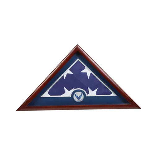 US Flag Display Case with Aim High Air Force Medallion, 5' x 9'6" US Flag, US Flag Display Case with Aim High Air Force Medallion, The Military Gift Store, Triangle flag display