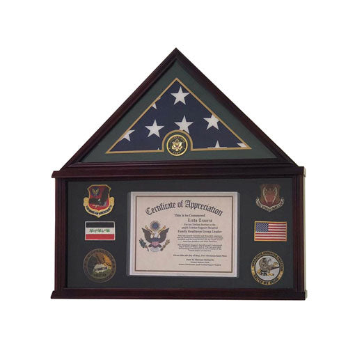 Flags Connections - Large Military Shadow Box Frame Memorial Burial Funeral Flag Display Case for 5x9 Flag, Solid Wood with Armed Forces Emblems., Large Military Shadow Box Frame Memorial Burial Funeral Flag., The Military Gift Store, Military Flag Display Case, Flag Shadow Boxes (21)
