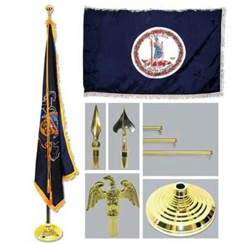 Super Tough Virginia 4ft x 6ft Flag, Telescoping Flagpole, Base, and Tassel, Super Tough Virginia 4ft x 6ft Flag, Telescoping Flagpole, The Military Gift Store, Burial Flag Cases