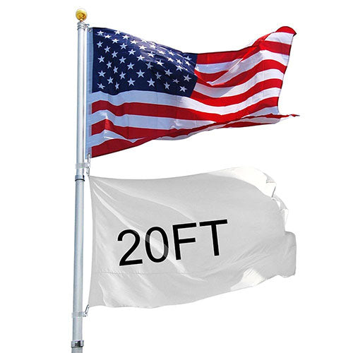 20ft Telescopic Aluminum Flag Pole Free 3'x5' for 2 flags, 20ft Telescopic Aluminum Flag Pole Free 3'x5' US Flag, The Military Gift Store, Flagpole Kits, Flagpoles, Flag Pole Parts (4)