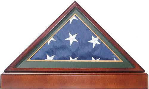 Burial/Funeral Flag Display Case Frame with Pedestal Stand - Green Mat, , The Military Gift Store, Army Flag Display Cases (64)